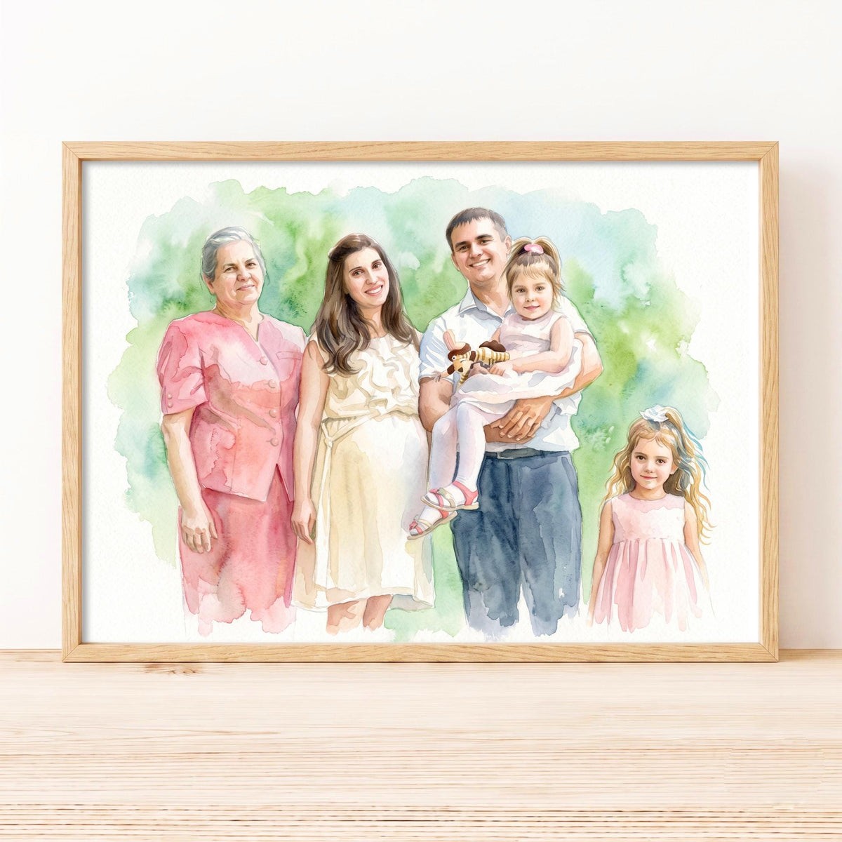 Custom Family Watercolor Portrait From Photo, Personalized Family Painting, Family Gift for Parents, Custom Family Wall Art