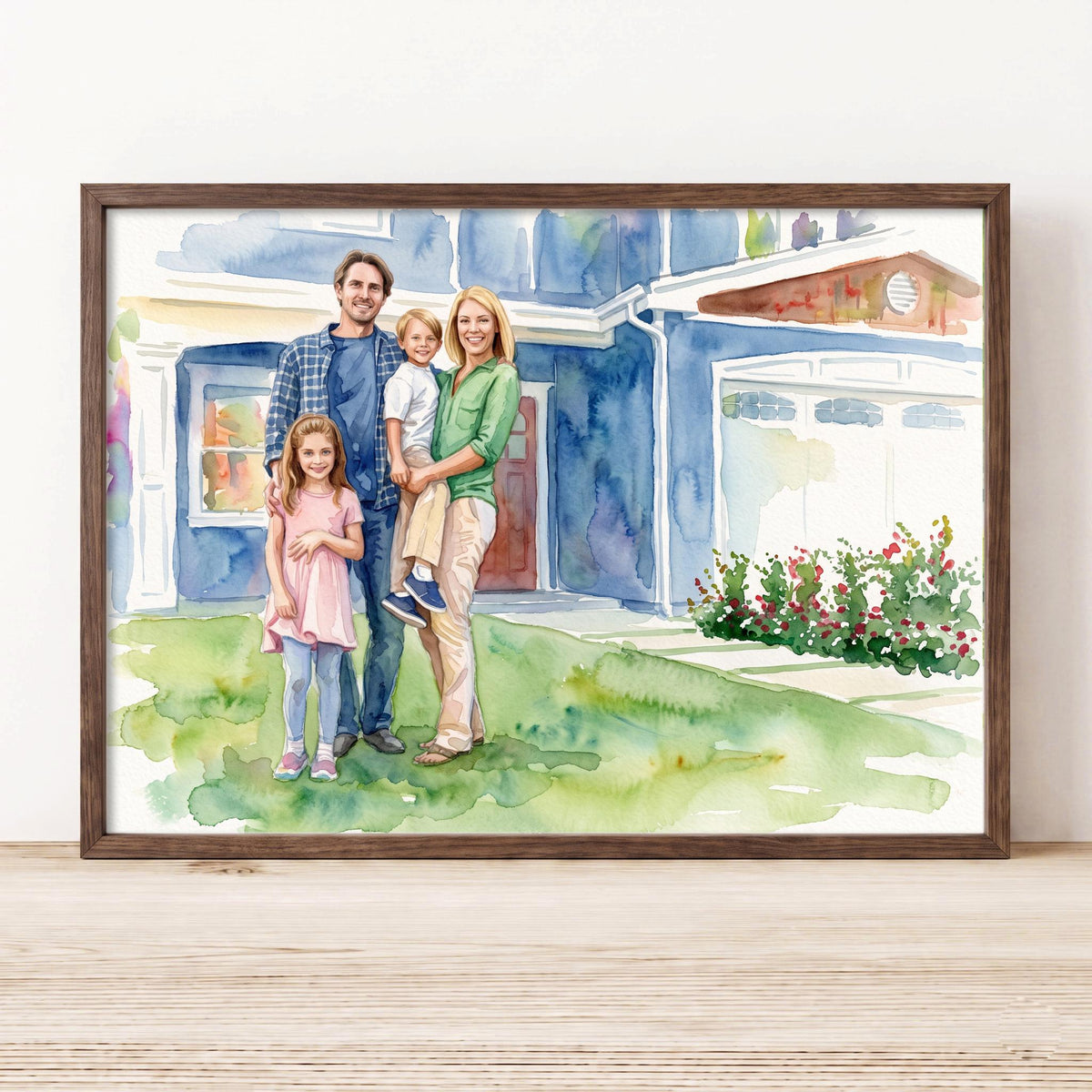 Custom Family Watercolor Portrait From Photo, Personalized Family Painting, Family Gift for Parents, Custom Family Wall Art
