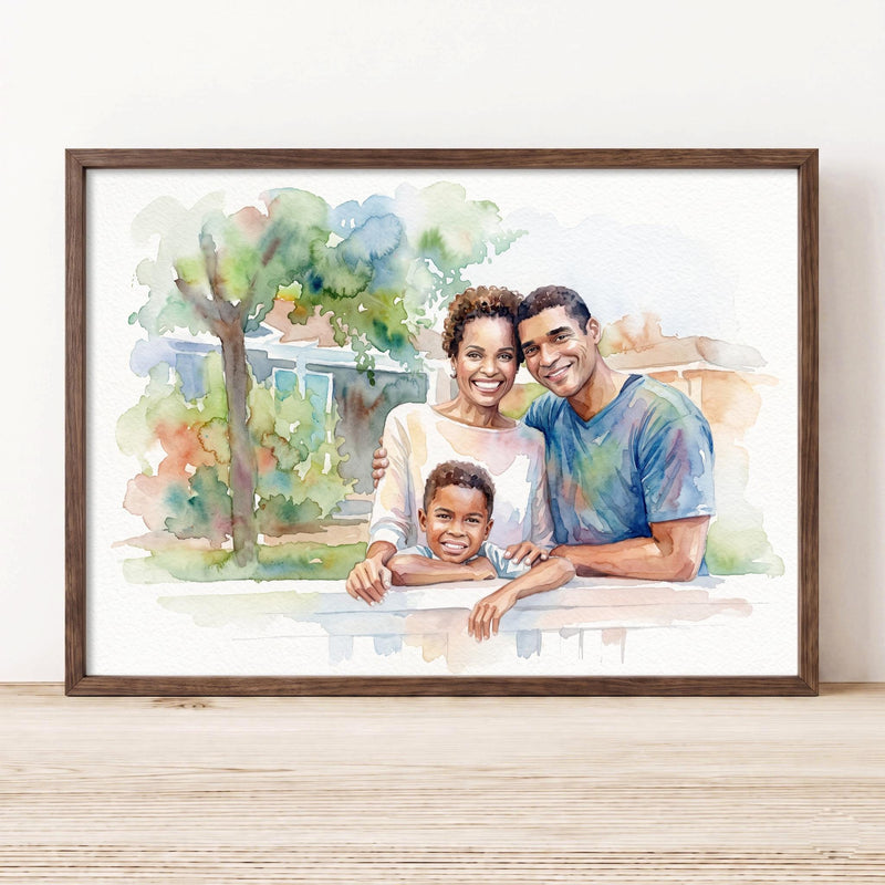 Custom Family Watercolor Portrait From Photo, Personalized Family Painting, Family Gift for Parents, Custom Family Wall Art