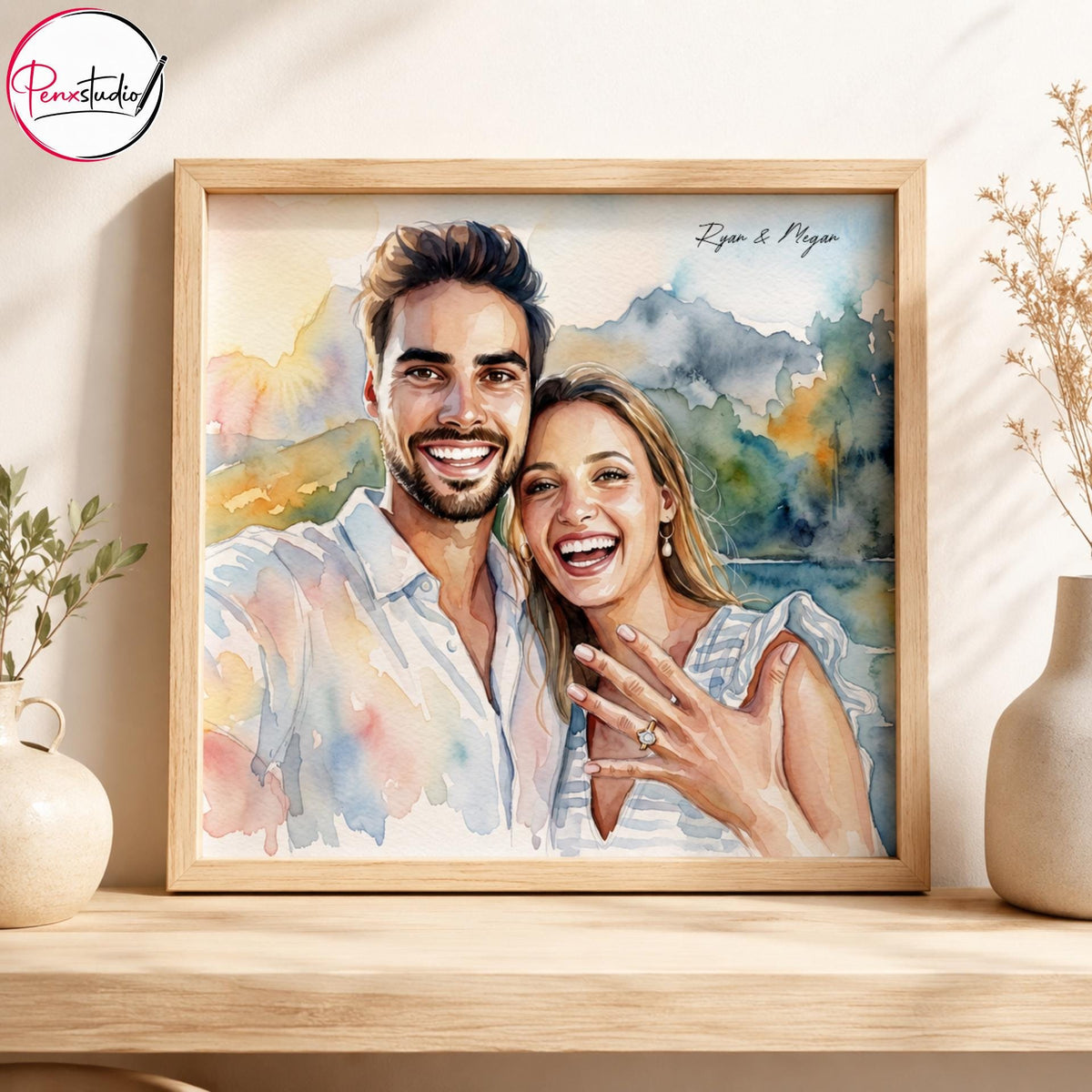 Custom Couple Portrait From Photo, Watercolor Couple Painting, Personalized Anniversary Gift, Engagement Gift, Romantic Couple Wall Art