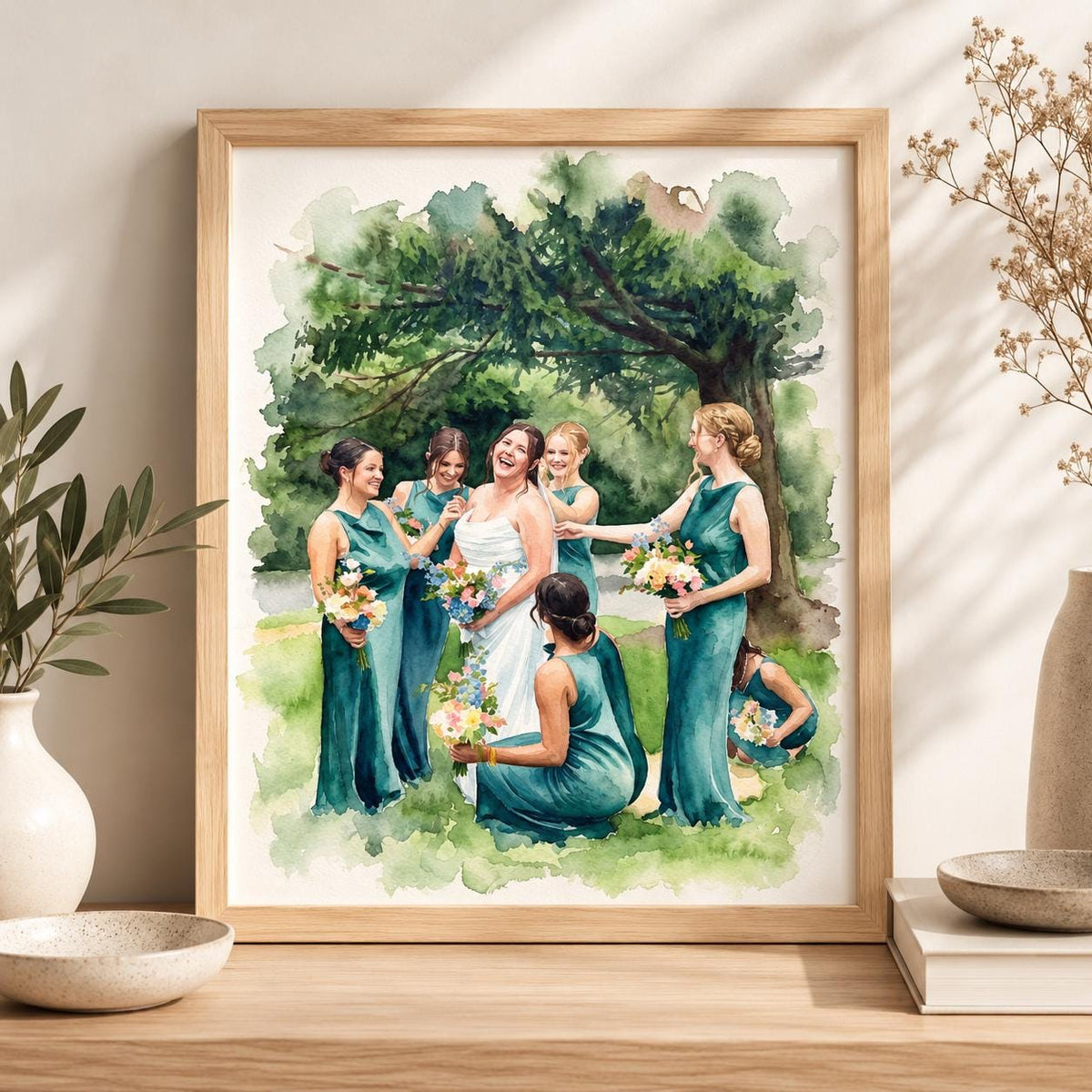 Custom Wedding Portrait From Photo, Watercolor Bride and Groom Painting, Personalized Wedding Gift, Bridal Party Art, Anniversary Keepsake