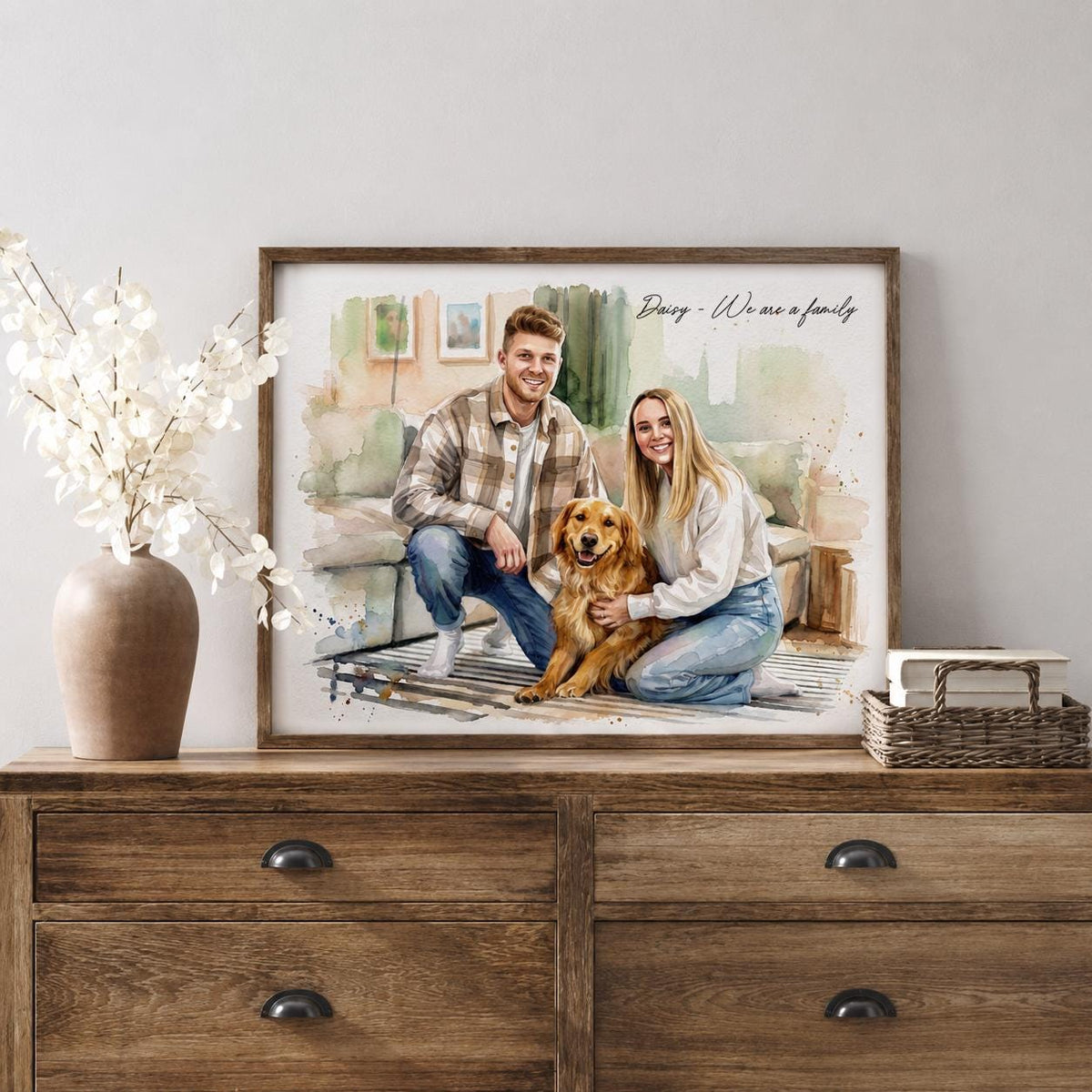 Custom Multiple Pet Watercolor Portrait From Photo, Personalized Dog and Cat Family Art, Pet Lover Gift, Custom Pet Wall Art