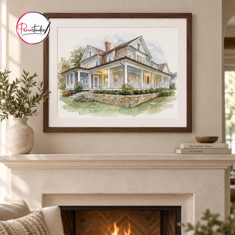 Personalized First Home Watercolor Portrait From Photo, Custom House Painting, New Homeowner Gift, Housewarming Keepsake