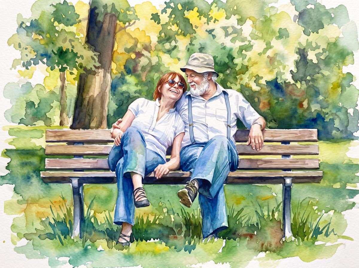 Custom Couple Portrait From Photo, Watercolor Couple Painting, Personalized Anniversary Gift, Engagement Gift, Romantic Couple Wall Art
