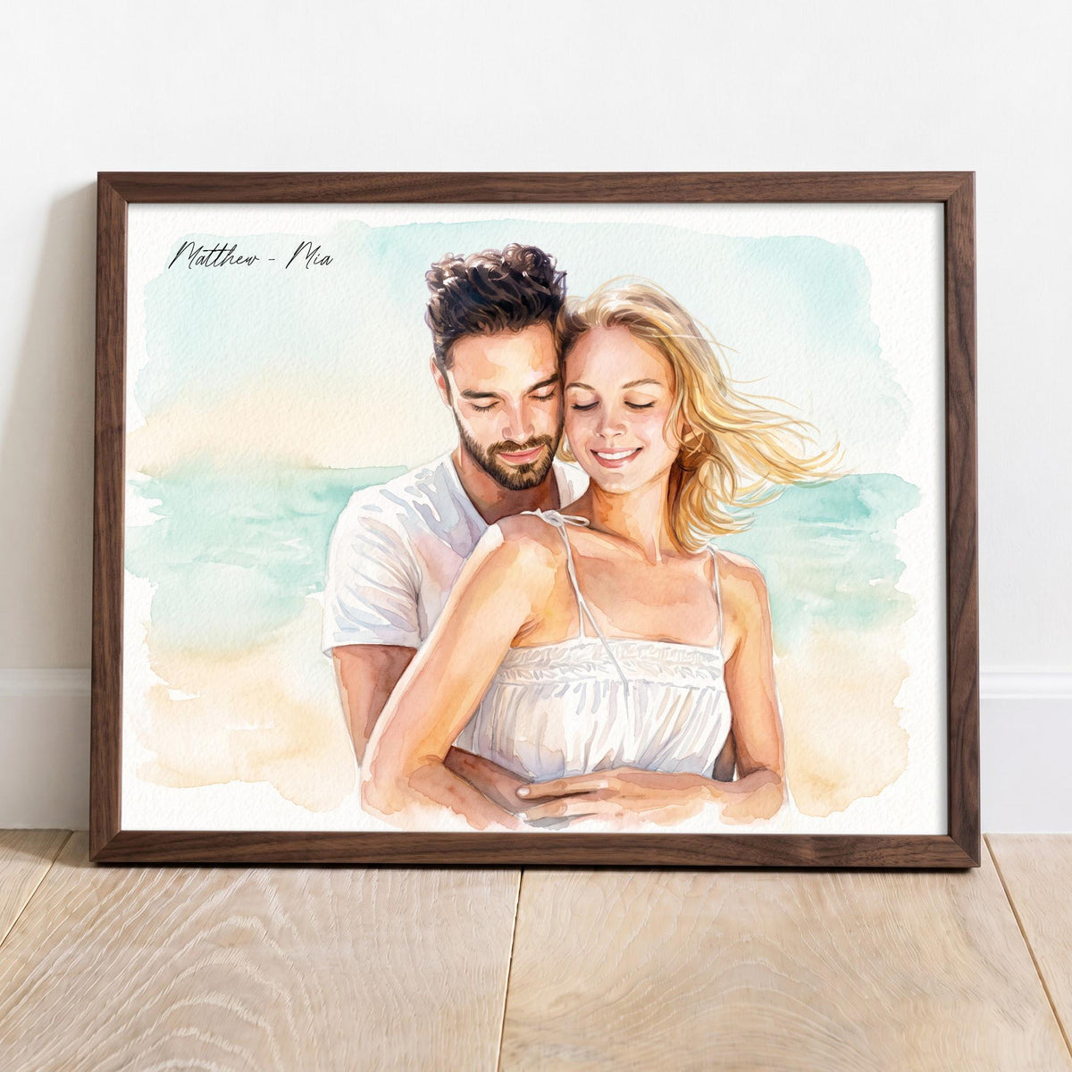 Custom Couple Portrait From Photo, Watercolor Couple Painting, Personalized Anniversary Gift, Engagement Gift, Romantic Couple Wall Art