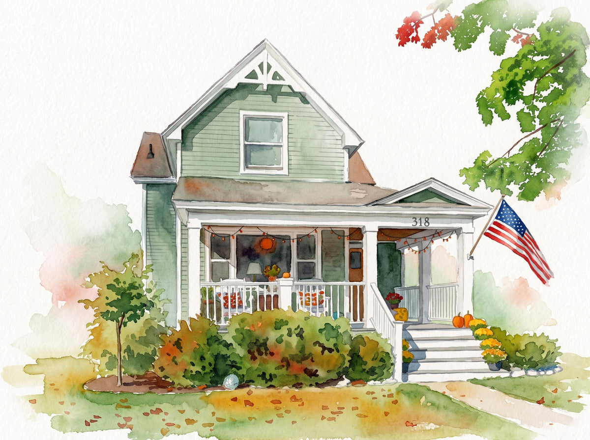Personalized First Home Watercolor Portrait From Photo, Custom House Painting, New Homeowner Gift, Housewarming Keepsake