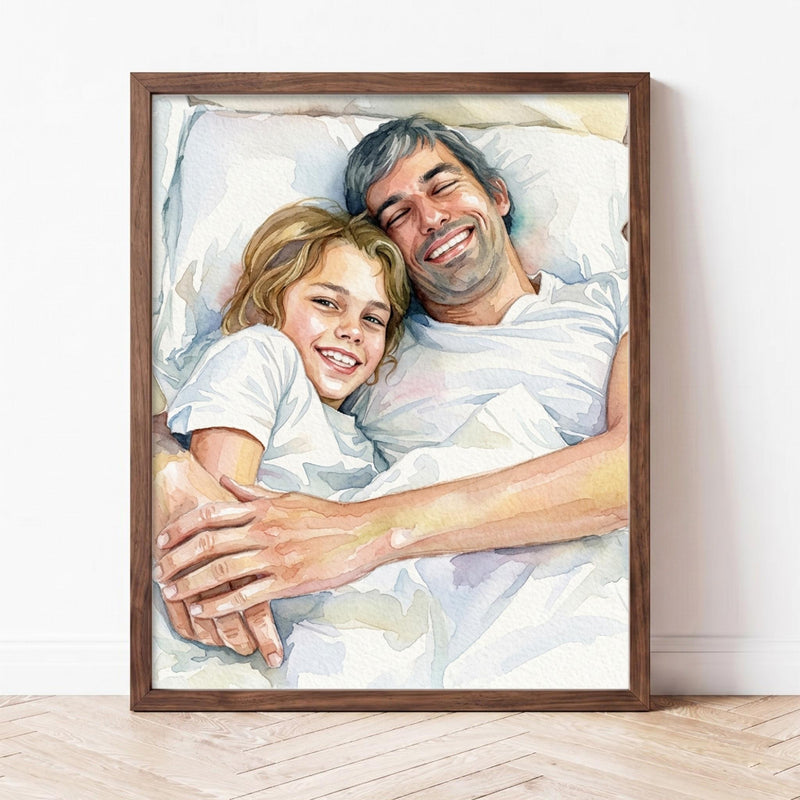 Custom Parents and Children Watercolor Portrait From Photo, Personalized Family Keepsake, Mother Daughter and Father Child Gift