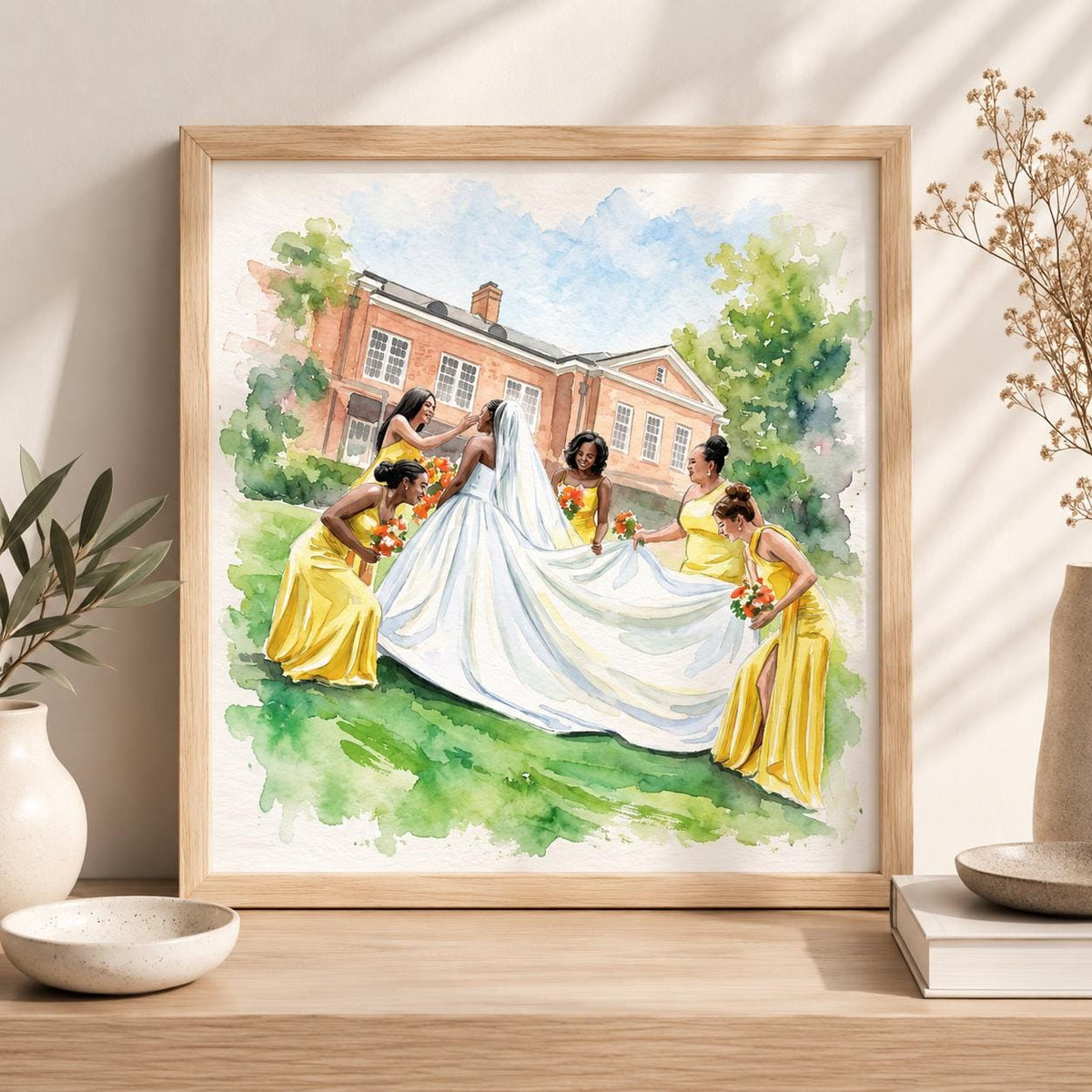 Custom Wedding Portrait From Photo, Watercolor Bride and Groom Painting, Personalized Wedding Gift, Bridal Party Art, Anniversary Keepsake