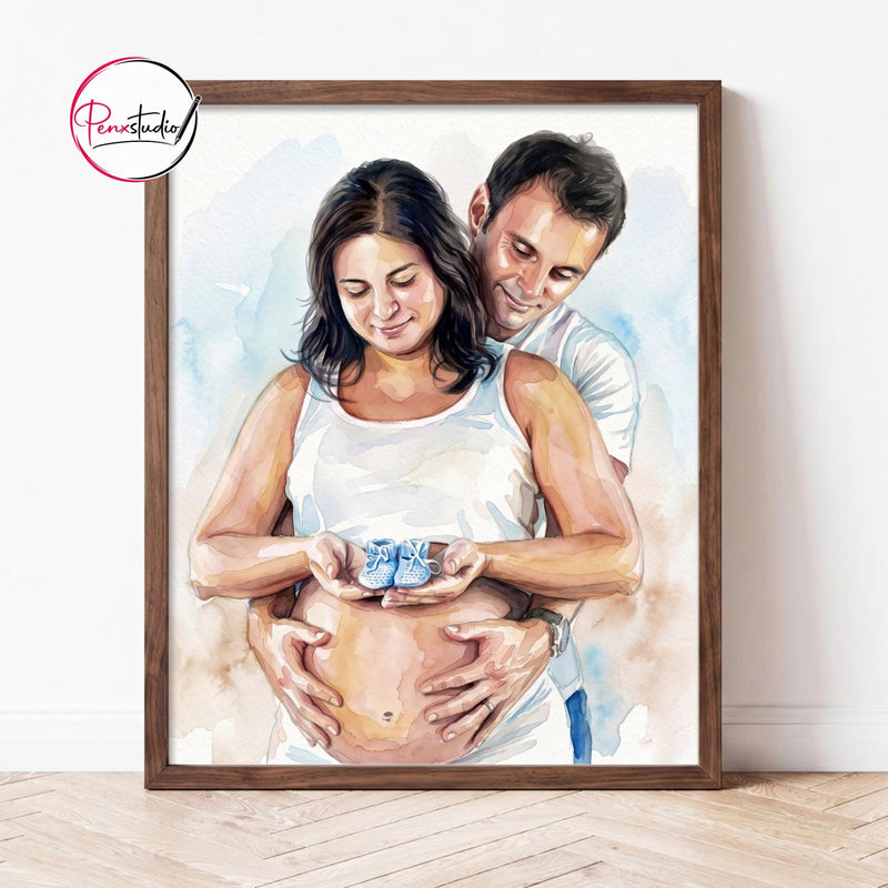 Custom Parents and Children Watercolor Portrait From Photo, Personalized Family Keepsake, Mother Daughter and Father Child Gift