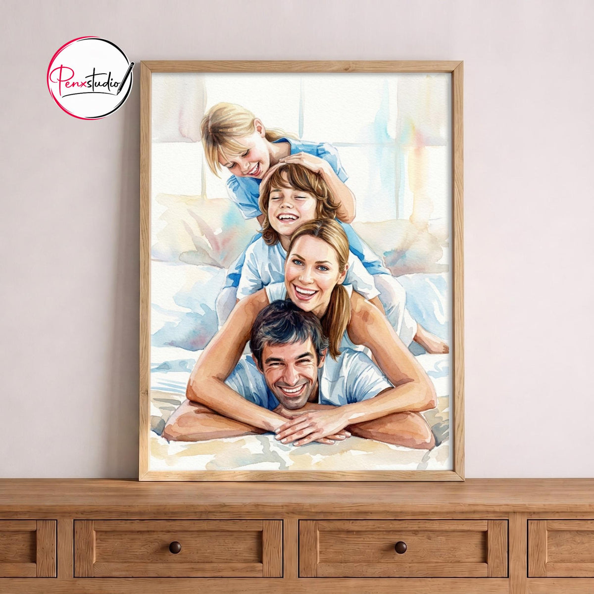 Custom Family Watercolor Portrait From Photo, Personalized Family Painting, Family Gift for Parents, Custom Family Wall Art