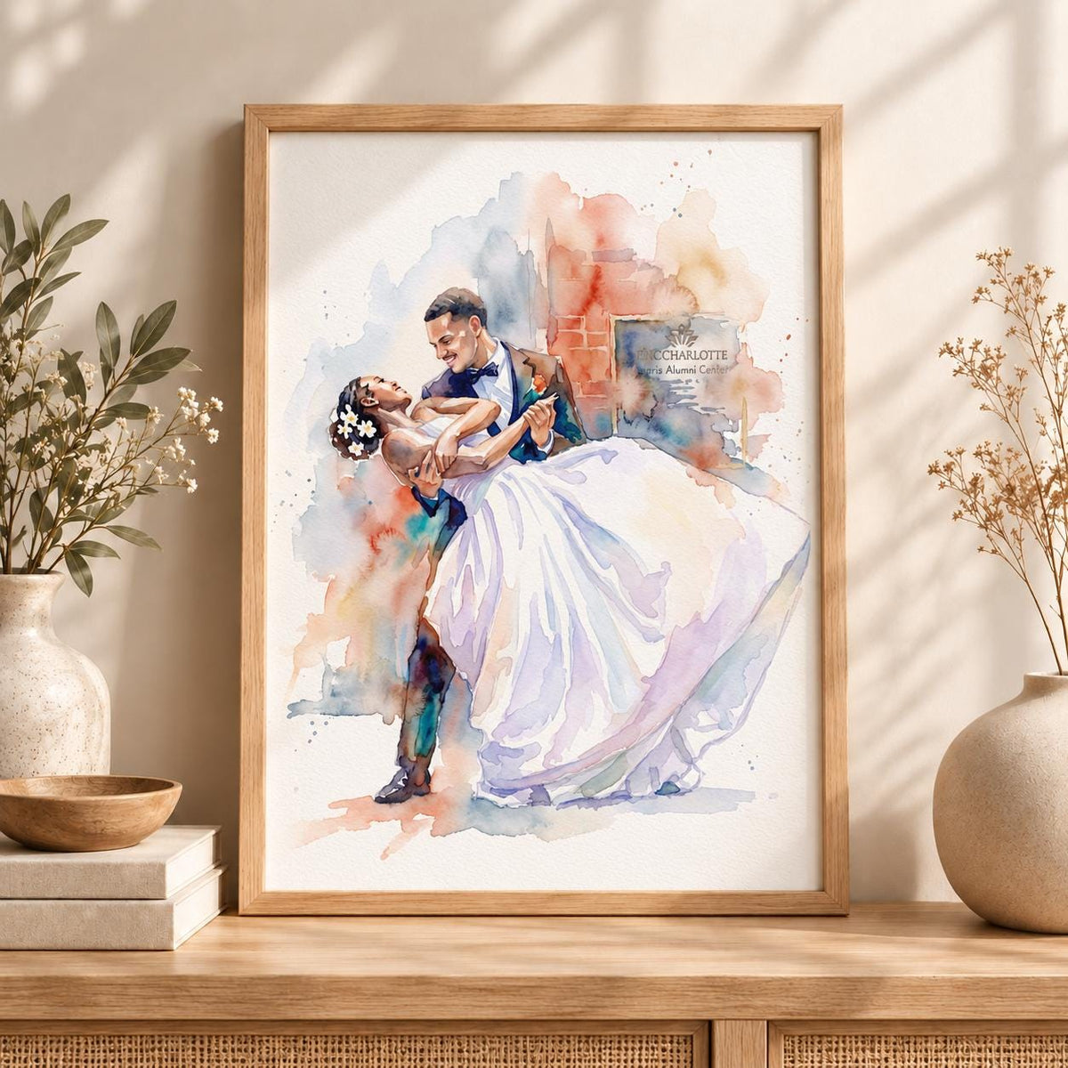 Custom Wedding Portrait From Photo, Watercolor Bride and Groom Painting, Personalized Wedding Gift, Bridal Party Art, Anniversary Keepsake