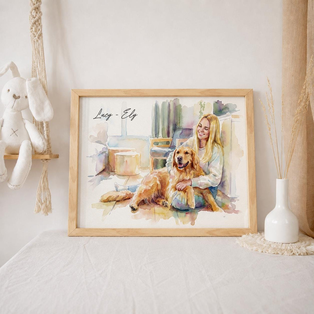 Custom Multiple Pet Watercolor Portrait From Photo, Personalized Dog and Cat Family Art, Pet Lover Gift, Custom Pet Wall Art